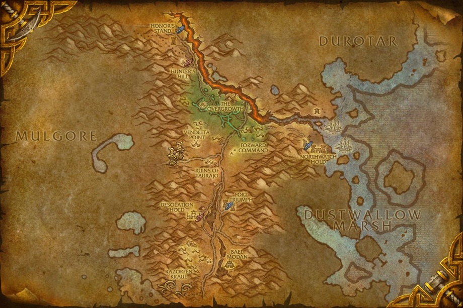 Mapa Southern Barrens